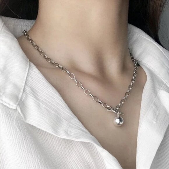 18” NEW 925 STERLING SILVER ROUND BEAD NECKLACE, NICE NECKLACE, CUTE NECKLACE - Picture 2 of 6